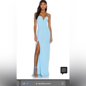 Revolve Amanda Uprichard gown: Cherri Gown in Pacific